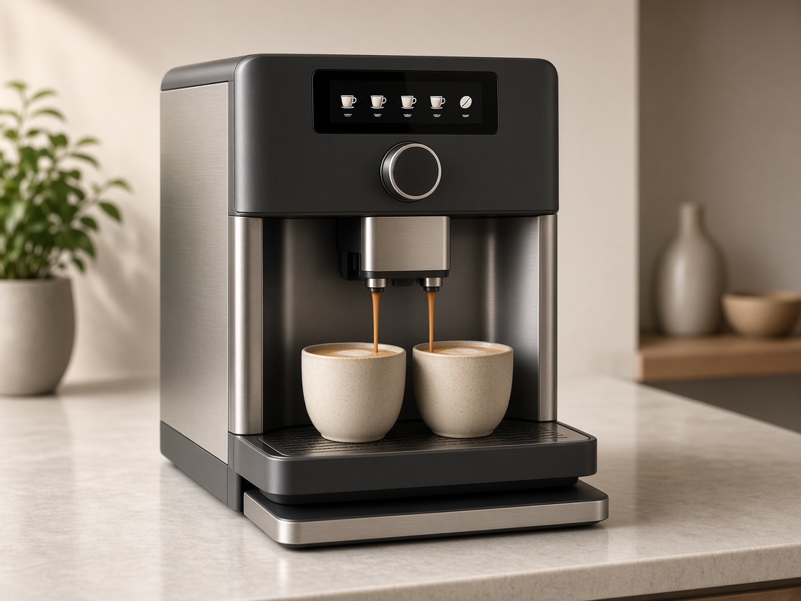 Machine à café automatique pour couple avec deux tasses